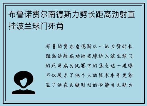 布鲁诺费尔南德斯力劈长距离劲射直挂波兰球门死角 布鲁诺费尔南德斯力劈长距离劲射直挂波兰球门死角